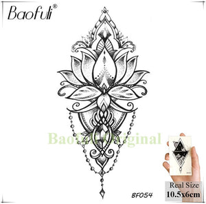 Baofuli Waterproof Temporary Sticker Geometric Planet Jellyfish Tattoo Black Triangle Tattoos Body Arm Men Fake Tatoos Chains