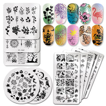 Load image into Gallery viewer, PICT YOU Halloween Nail Stamping Plates Pumpkin Flowers Animal Tropical Geometry Pattern Nail Art Image Lace Stamp Templates