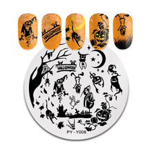 Load image into Gallery viewer, PICT YOU Halloween Nail Stamping Plates Pumpkin Flowers Animal Tropical Geometry Pattern Nail Art Image Lace Stamp Templates