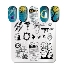 Load image into Gallery viewer, PICT YOU Halloween Nail Stamping Plates Pumpkin Flowers Animal Tropical Geometry Pattern Nail Art Image Lace Stamp Templates