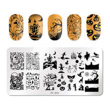 Load image into Gallery viewer, PICT YOU Halloween Nail Stamping Plates Pumpkin Flowers Animal Tropical Geometry Pattern Nail Art Image Lace Stamp Templates