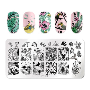 PICT YOU Halloween Nail Stamping Plates Pumpkin Flowers Animal Tropical Geometry Pattern Nail Art Image Lace Stamp Templates