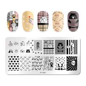 PICT YOU Halloween Nail Stamping Plates Pumpkin Flowers Animal Tropical Geometry Pattern Nail Art Image Lace Stamp Templates