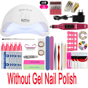 Nail Set UV LED Lamp Dryer With 12pcs Nail Gel Polish Kit Soak Off Manicure Tools Set electric Nail drill For Nail Art Tools