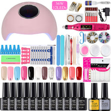 Load image into Gallery viewer, Nail Set UV LED Lamp Dryer With 12pcs Nail Gel Polish Kit Soak Off Manicure Tools Set electric Nail drill For Nail Art Tools