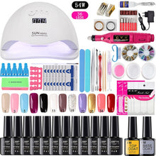 Load image into Gallery viewer, Nail Set UV LED Lamp Dryer With 12pcs Nail Gel Polish Kit Soak Off Manicure Tools Set electric Nail drill For Nail Art Tools