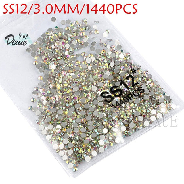 High light AAA rhinestone crystal AB clear SS3-SS40(1.3mm-8.4mm) Non Hotfix flatback Rhinestones for Nails 3D nail art  gems045