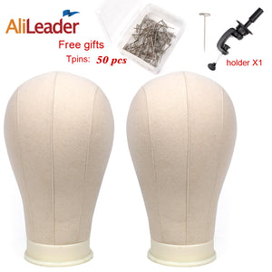 Alileader Training Mannequin Head Canvas Block Head Display Styling Mannequin Manikin Head Wig Stand Free Get T Needle Holder